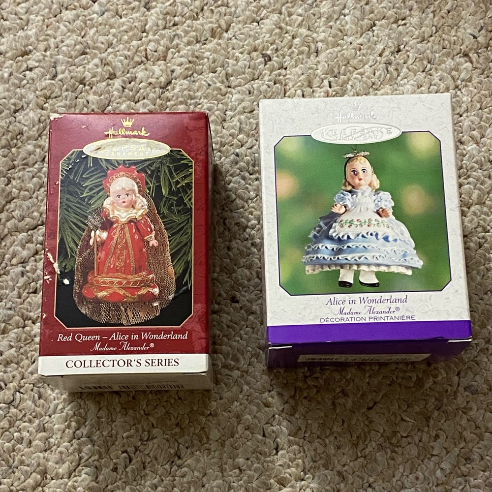 2 Hallmark Madame Alexander Alice and Wonderland Keepsake Ornaments